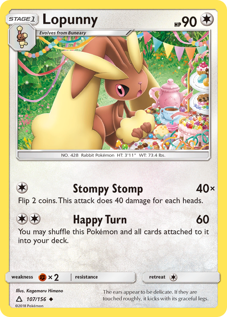 Lopunny (107/156) [Sun & Moon: Ultra Prism] | Card Merchant Takapuna