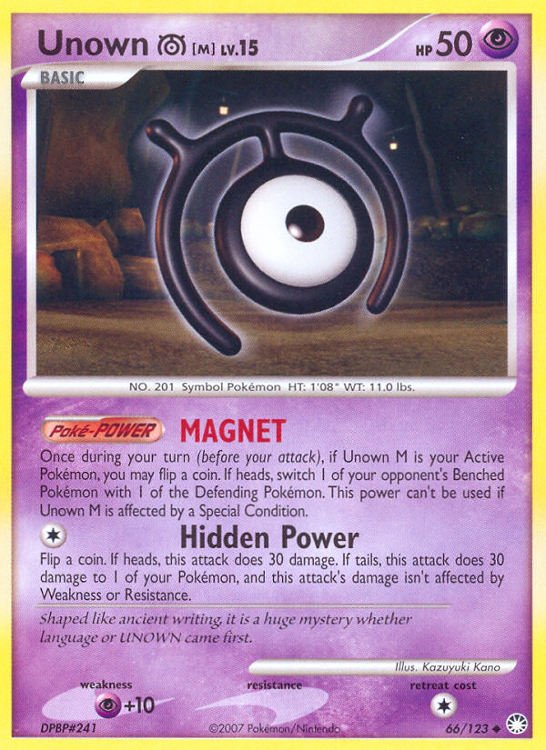 Unown M (66/123) [Diamond & Pearl: Mysterious Treasures] | Card Merchant Takapuna