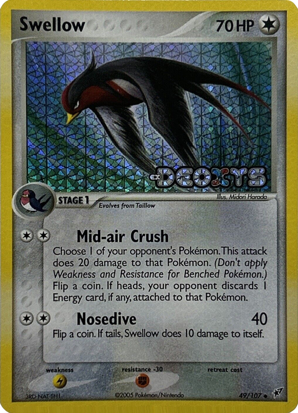 Swellow (49/107) (Stamped) [EX: Deoxys] | Card Merchant Takapuna