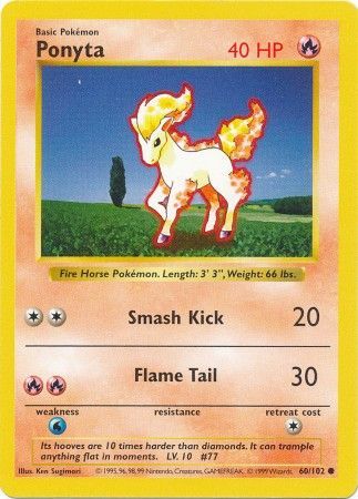 Ponyta (60/102) [Base Set Shadowless Unlimited] | Card Merchant Takapuna