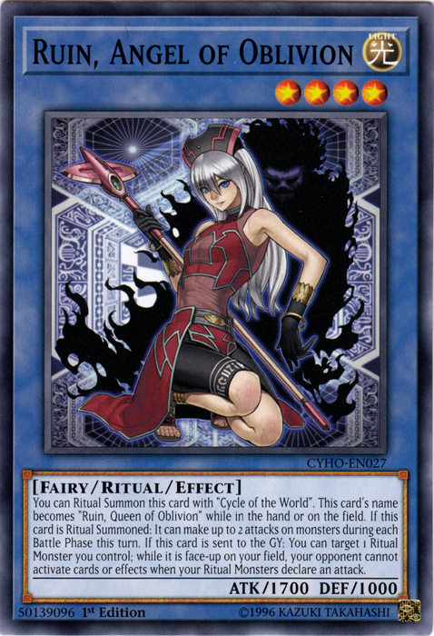 Ruin, Angel of Oblivion [CYHO-EN027] Common | Card Merchant Takapuna