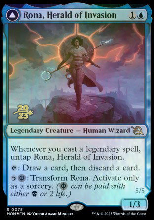 Rona, Herald of Invasion // Rona, Tolarian Obliterator [March of the Machine Prerelease Promos] | Card Merchant Takapuna