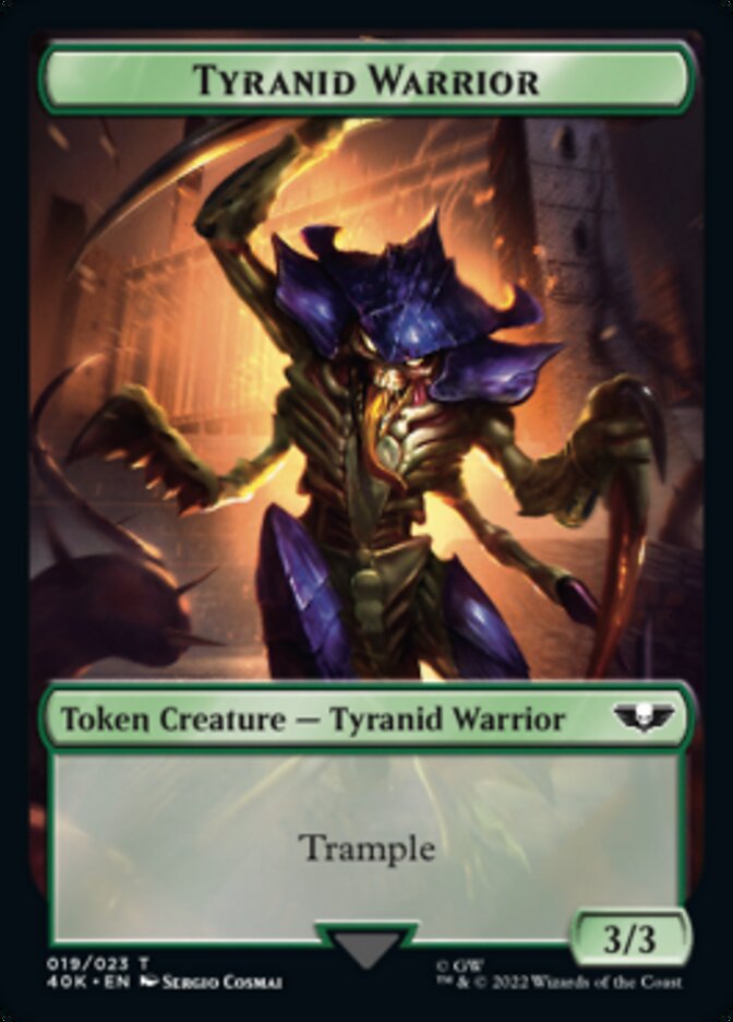 Tyranid (017) // Tyranid Warrior Double-Sided Token (Surge Foil) [Warhammer 40,000 Tokens] | Card Merchant Takapuna