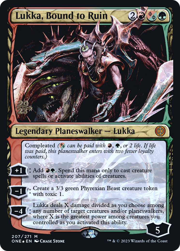 Lukka, Bound to Ruin [Phyrexia: All Will Be One Prerelease Promos] | Card Merchant Takapuna