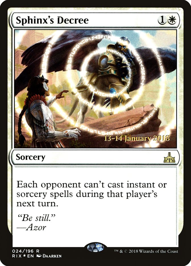 Sphinx's Decree [Rivals of Ixalan Prerelease Promos] | Card Merchant Takapuna