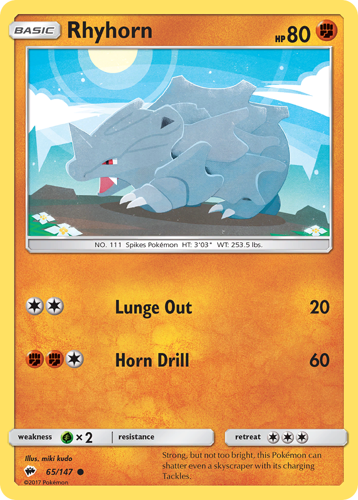 Rhyhorn (65/147) [Sun & Moon: Burning Shadows] | Card Merchant Takapuna