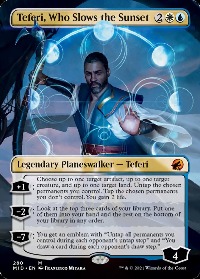 Teferi, Who Slows the Sunset (Borderless) [Innistrad: Midnight Hunt] | Card Merchant Takapuna