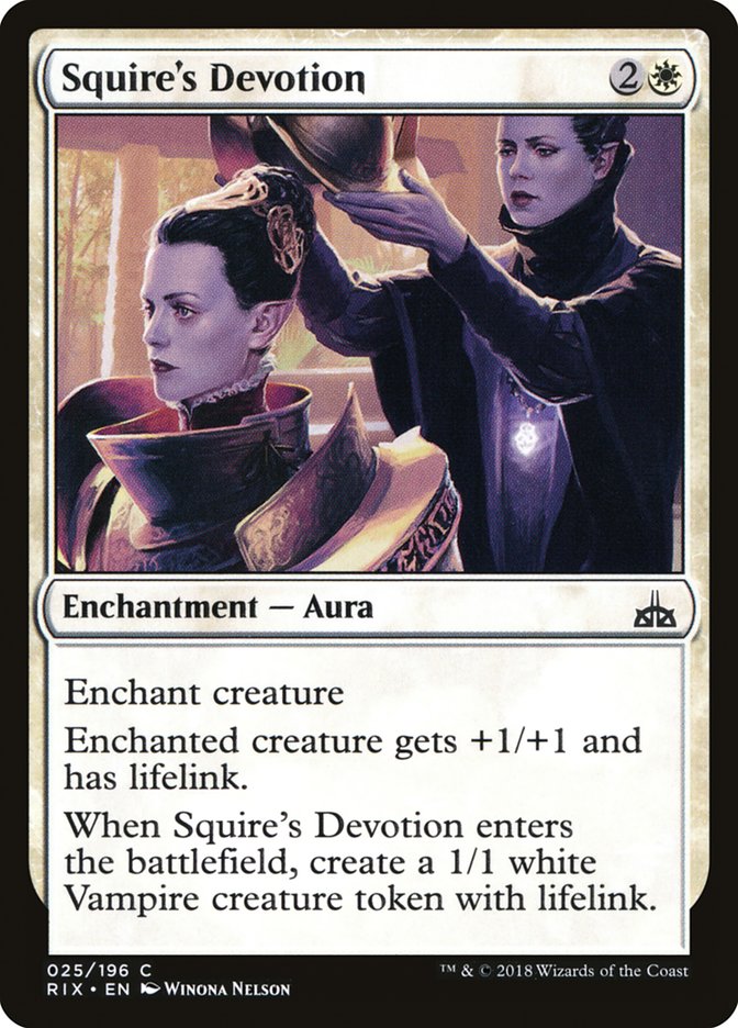 Squire's Devotion [Rivals of Ixalan] | Card Merchant Takapuna