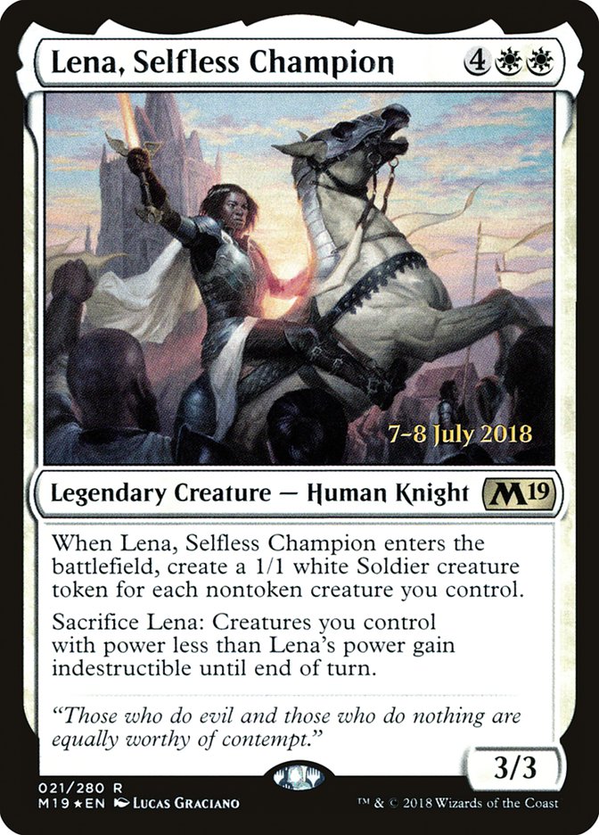 Lena, Selfless Champion [Core Set 2019 Prerelease Promos] | Card Merchant Takapuna