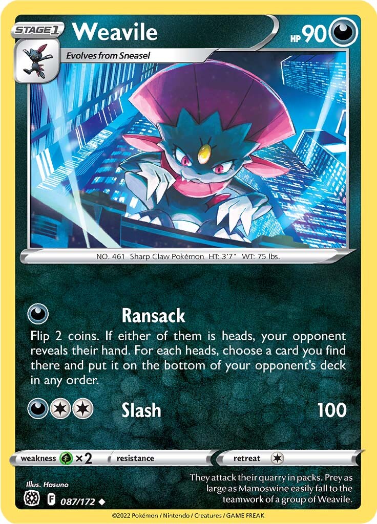 Weavile (087/172) [Sword & Shield: Brilliant Stars] | Card Merchant Takapuna