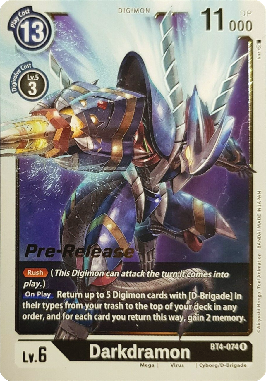 Darkdramon [BT4-074] [Great Legend Pre-Release Promos] | Card Merchant Takapuna