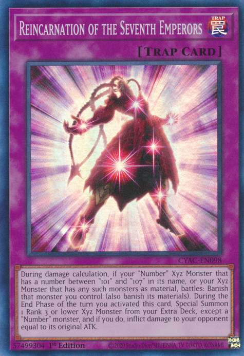 Reincarnation of the Seventh Emperors [CYAC-EN098] Super Rare | Card Merchant Takapuna