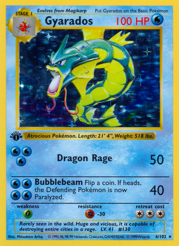 Gyarados (6/102) (Shadowless) [Base Set 1st Edition] | Card Merchant Takapuna