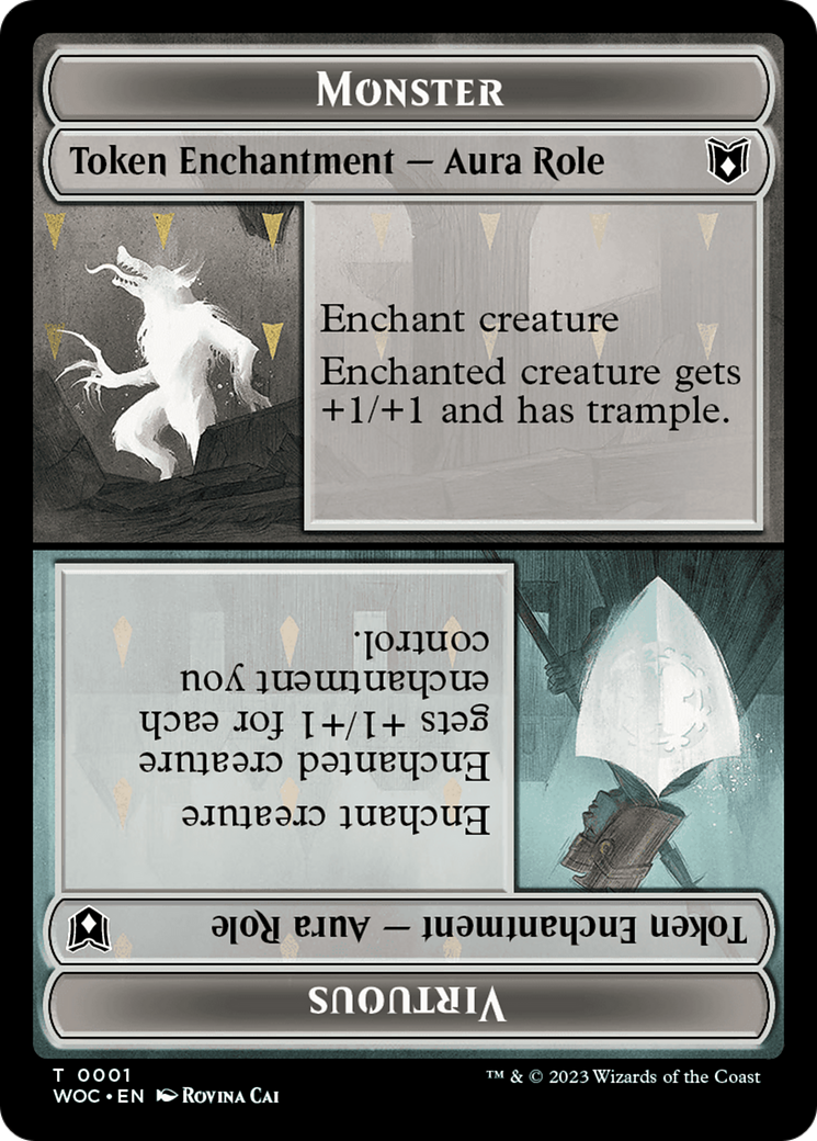 Copy // Monster Role / Virtuous Role Double-Sided Token [Wilds of Eldraine Commander Tokens] | Card Merchant Takapuna