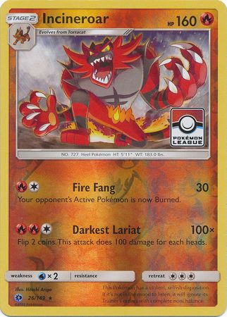 Incineroar (26/149) (League Promo) [Sun & Moon: Base Set] | Card Merchant Takapuna