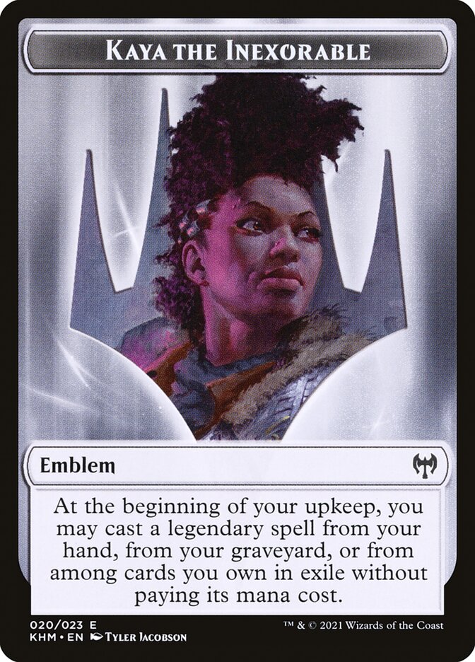 Human Warrior // Kaya, the Inexorable Emblem Double-Sided Token [Kaldheim Tokens] | Card Merchant Takapuna