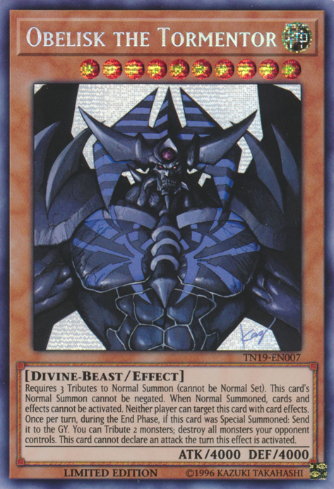 Obelisk the Tormentor [TN19-EN007] Prismatic Secret Rare | Card Merchant Takapuna