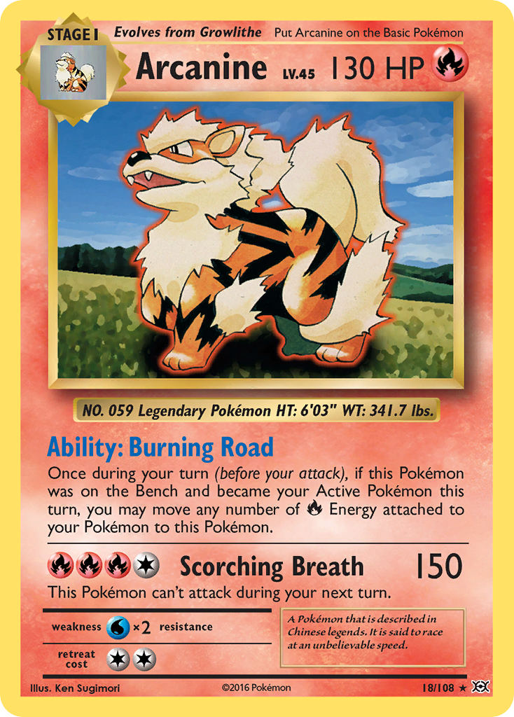 Arcanine (18/108) [XY: Evolutions] | Card Merchant Takapuna