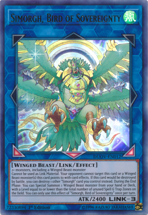 Simorgh, Bird of Sovereignty [DUOV-EN012] Ultra Rare | Card Merchant Takapuna