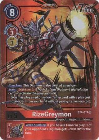 RizeGreymon [BT4-017] (Alternate Art - Red Border) [Great Legend Promos] | Card Merchant Takapuna