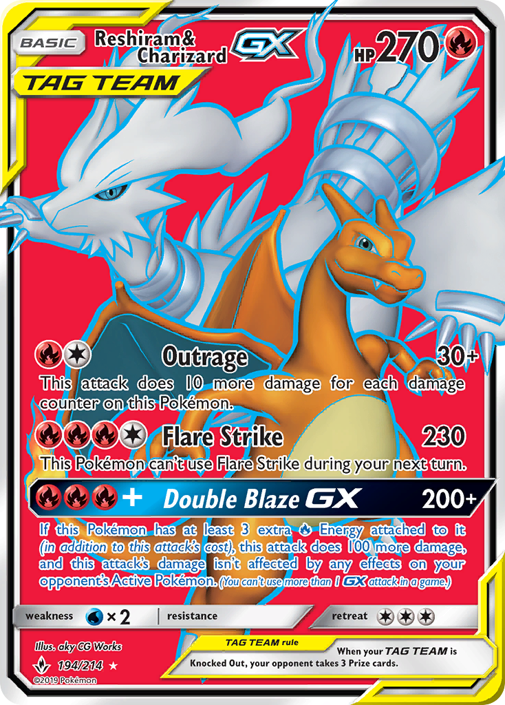 Reshiram & Charizard GX (194/214) [Sun & Moon: Unbroken Bonds] | Card Merchant Takapuna