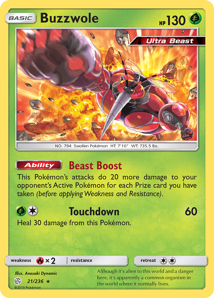 Buzzwole (21/236) [Sun & Moon: Cosmic Eclipse] | Card Merchant Takapuna