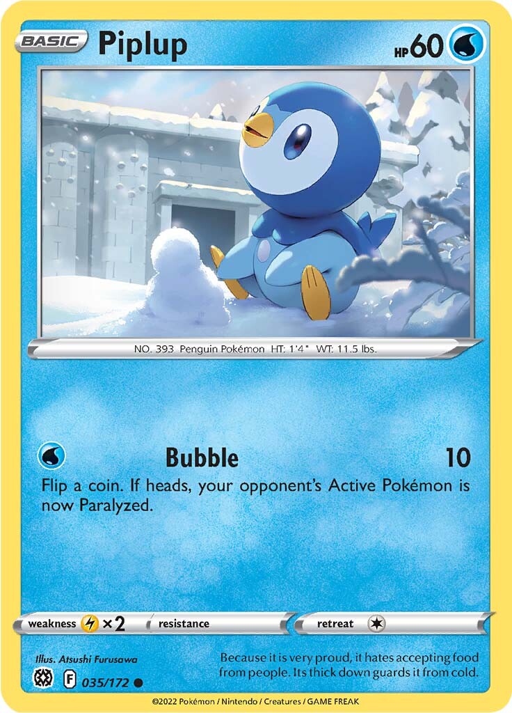 Piplup (035/172) [Sword & Shield: Brilliant Stars] | Card Merchant Takapuna