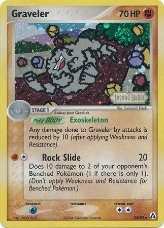 Graveler (34/92) (Stamped) [EX: Legend Maker] | Card Merchant Takapuna