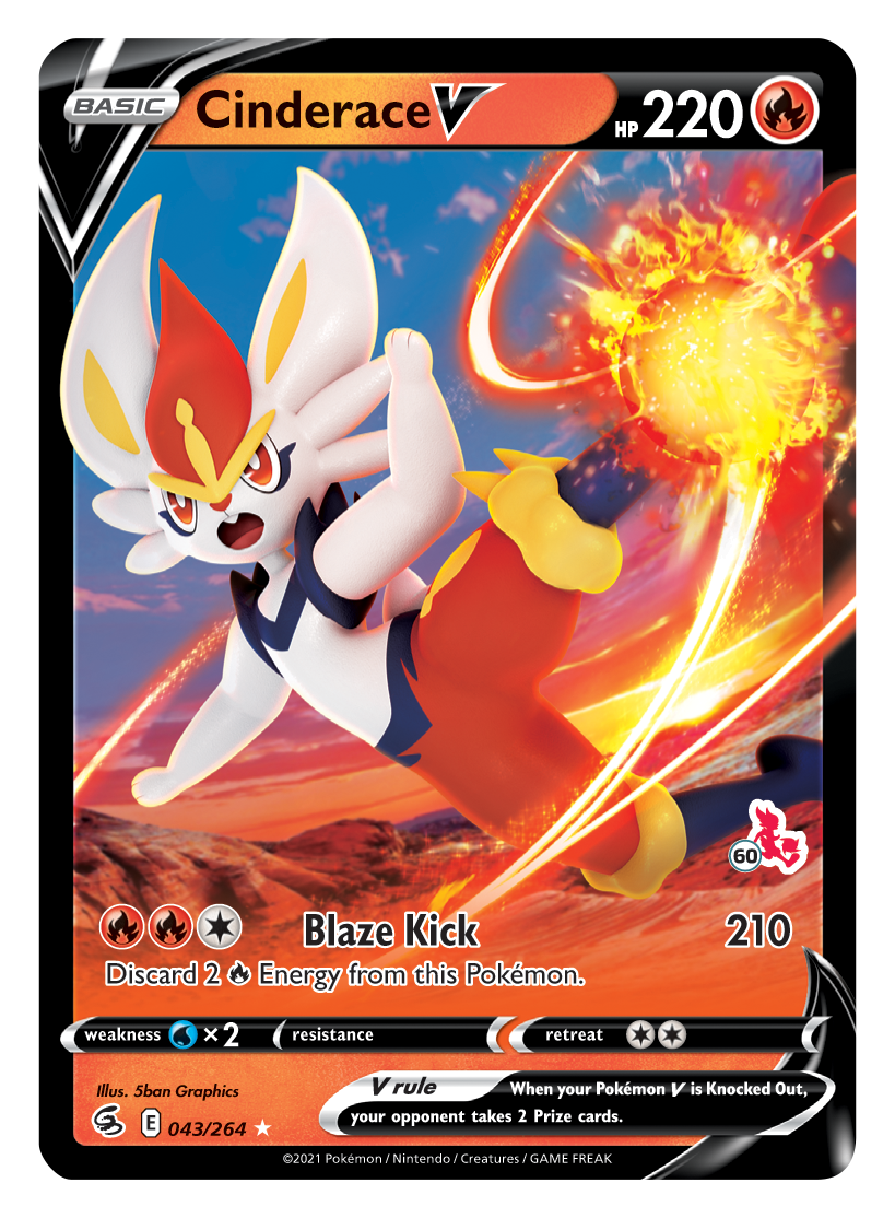 Cinderace V (043/264) (Cinderace Stamp #60) [Battle Academy 2022] | Card Merchant Takapuna