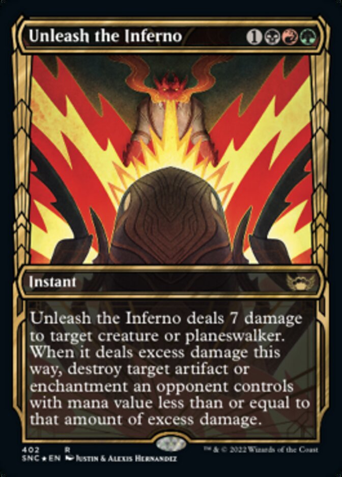 Unleash the Inferno (Showcase Golden Age Gilded Foil) [Streets of New Capenna] | Card Merchant Takapuna