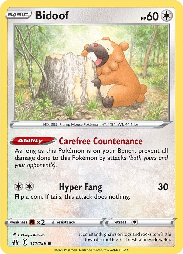 Bidoof (111/159) [Sword & Shield: Crown Zenith] | Card Merchant Takapuna