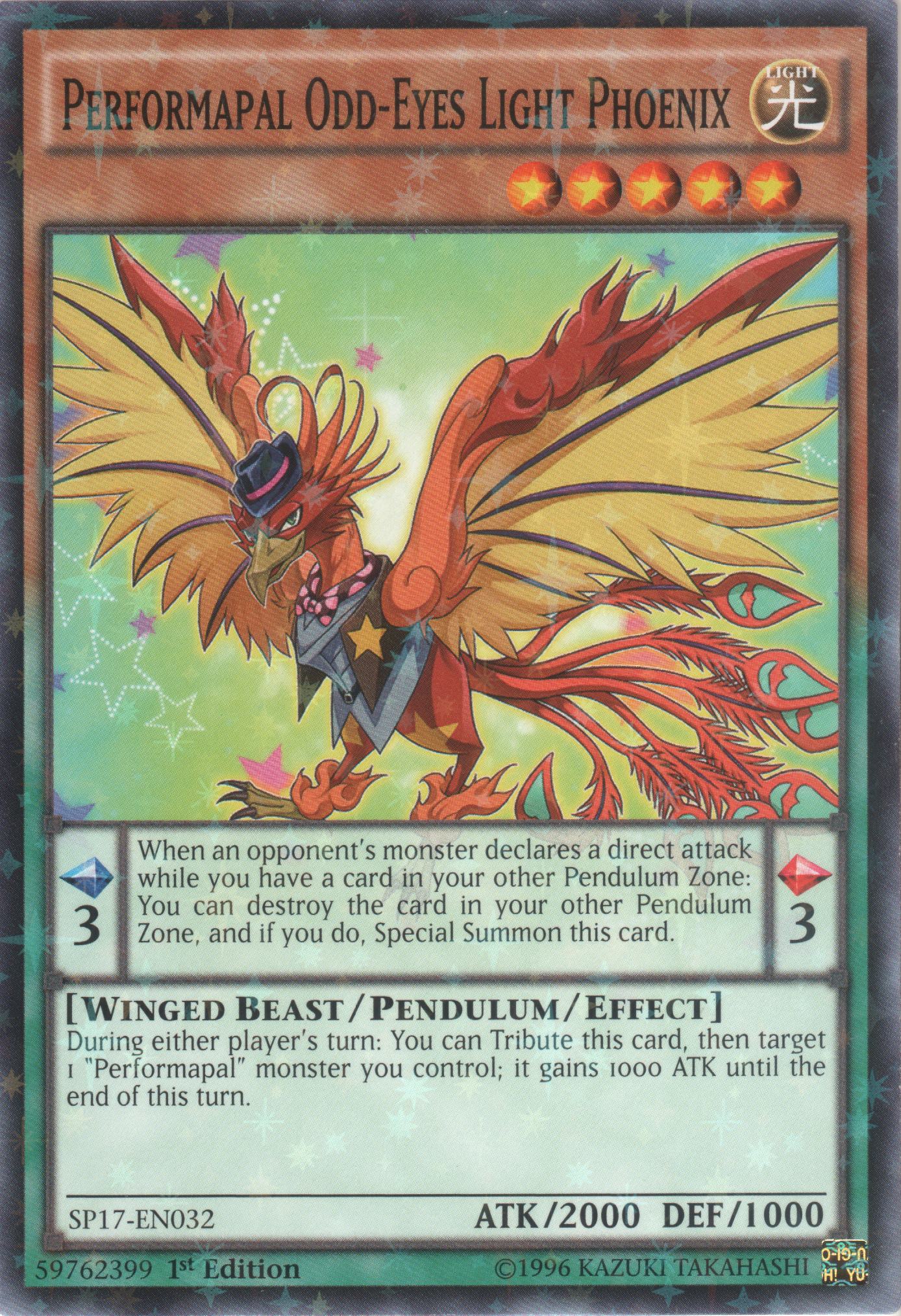 Performapal Odd-Eyes Light Phoenix [SP17-EN032] Starfoil Rare | Card Merchant Takapuna