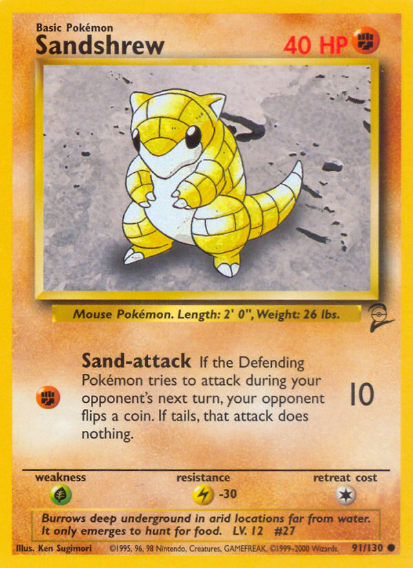 Sandshrew (91/130) [Base Set 2] | Card Merchant Takapuna