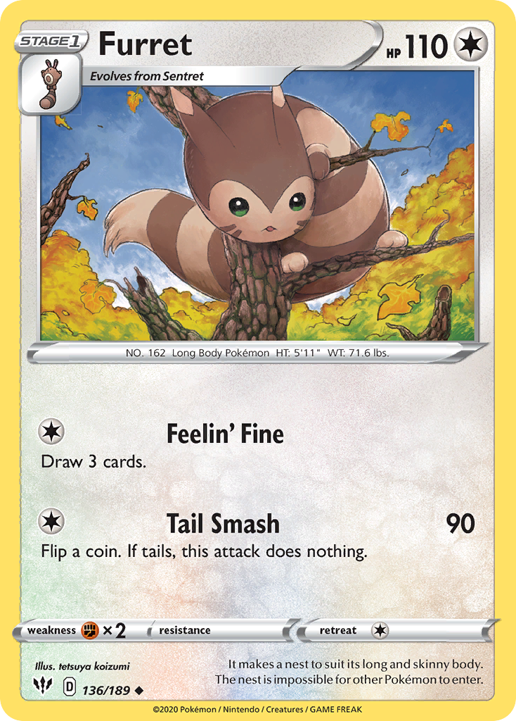 Furret (136/189) [Sword & Shield: Darkness Ablaze] | Card Merchant Takapuna