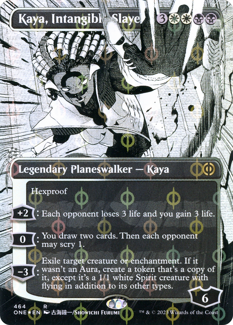 Kaya, Intangible Slayer (Borderless Manga Step-and-Compleat Foil) [Phyrexia: All Will Be One] | Card Merchant Takapuna