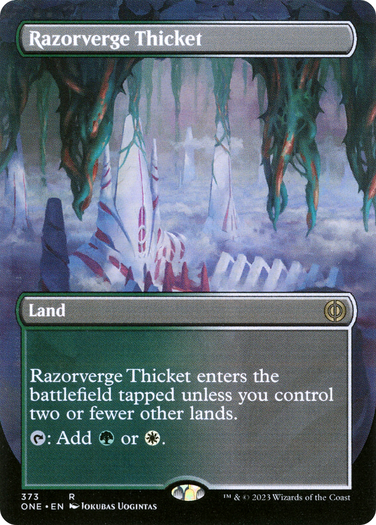 Razorverge Thicket (Borderless Alternate Art) [Phyrexia: All Will Be One] | Card Merchant Takapuna