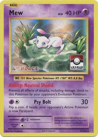 Mew (53/108) (League Promo 4th Place) [XY: Evolutions] | Card Merchant Takapuna