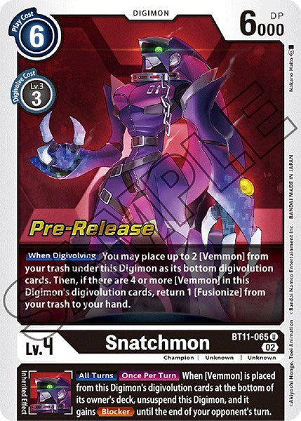 Snatchmon [BT11-065] [Dimensional Phase Pre-Release Promos] | Card Merchant Takapuna