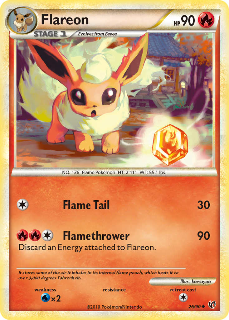 Flareon (26/90) [HeartGold & SoulSilver: Undaunted] | Card Merchant Takapuna