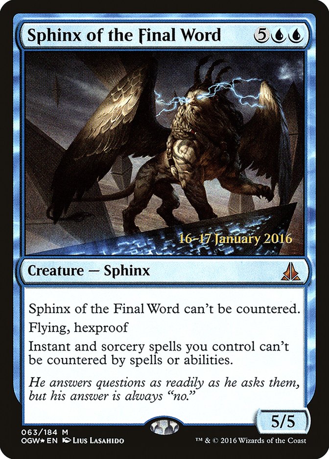 Sphinx of the Final Word [Oath of the Gatewatch Prerelease Promos] | Card Merchant Takapuna