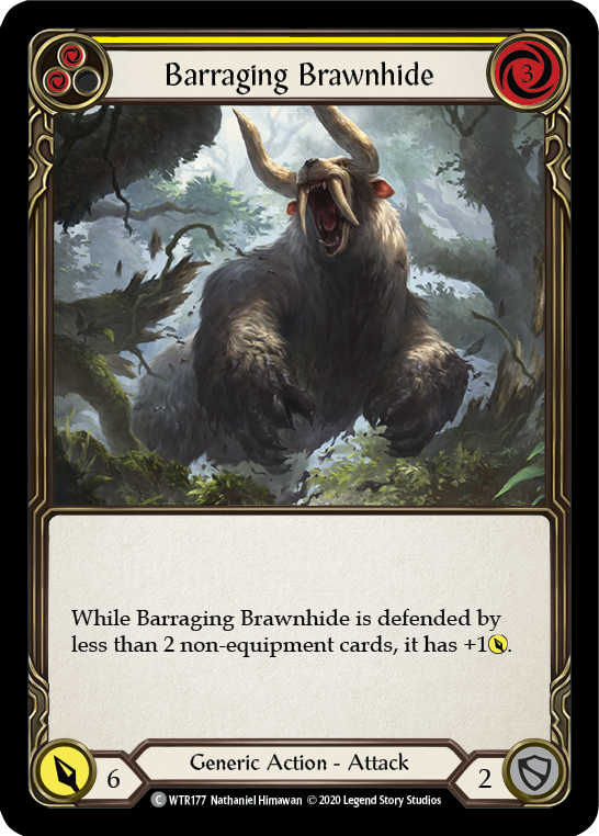 Barraging Brawnhide (Yellow) [U-WTR177] (Welcome to Rathe Unlimited)  Unlimited Normal | Card Merchant Takapuna