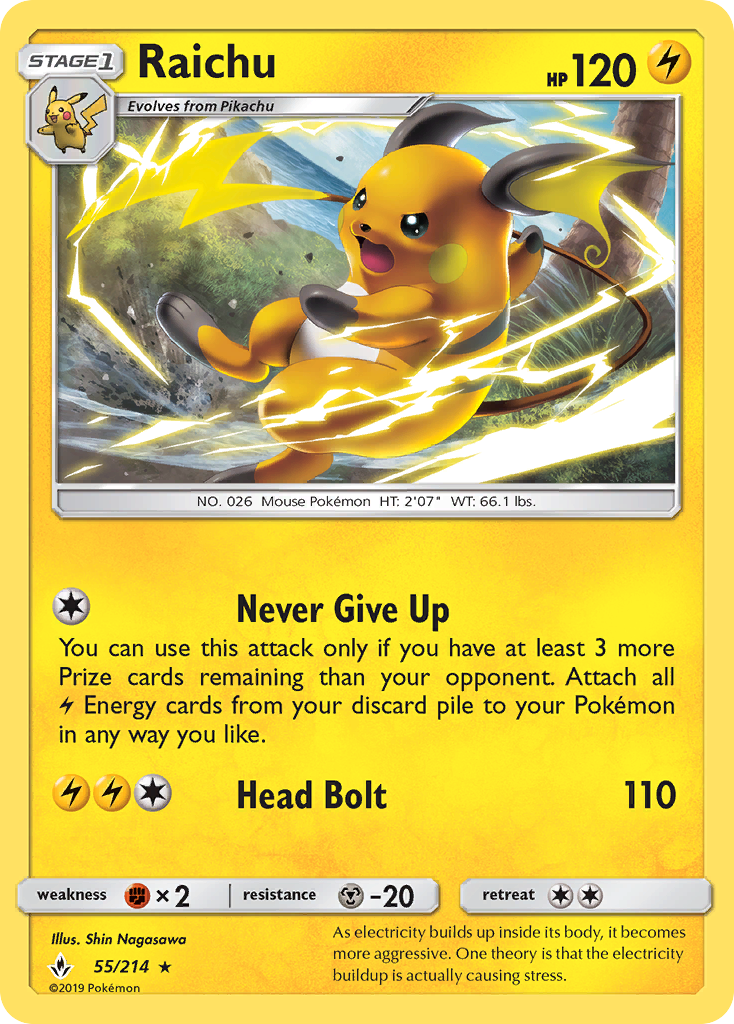 Raichu (55/214) [Sun & Moon: Unbroken Bonds] | Card Merchant Takapuna