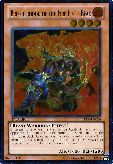 Brotherhood of the Fire Fist - Bear [CBLZ-EN024] Ultimate Rare | Card Merchant Takapuna