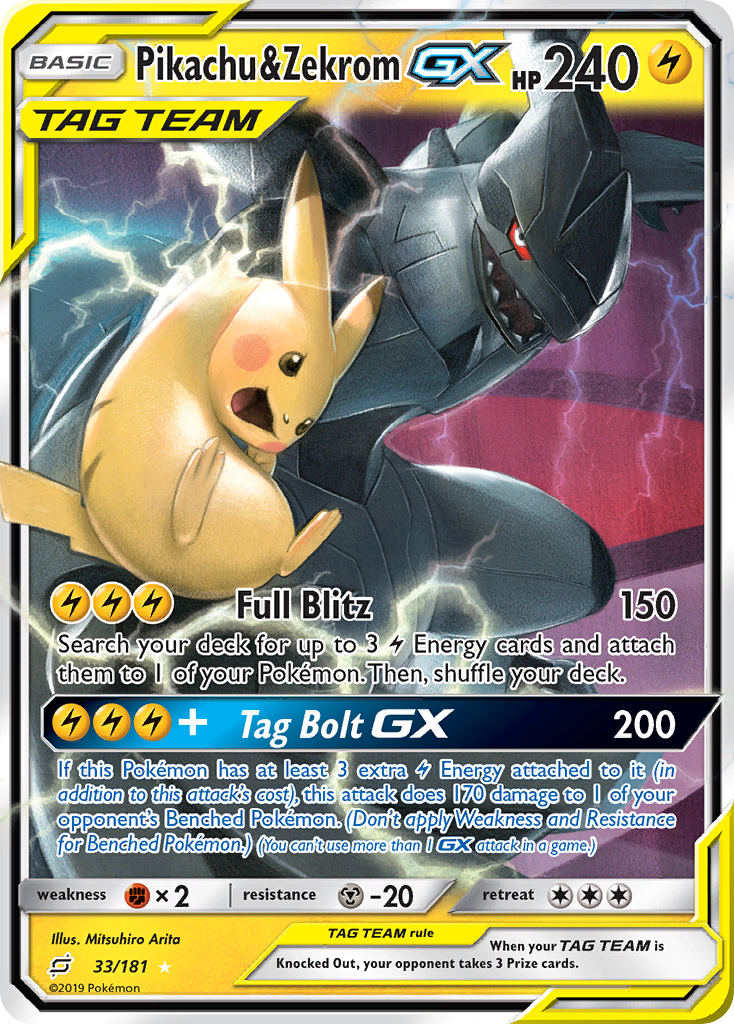 Pikachu & Zekrom GX (33/181) [Sun & Moon: Team Up] | Card Merchant Takapuna