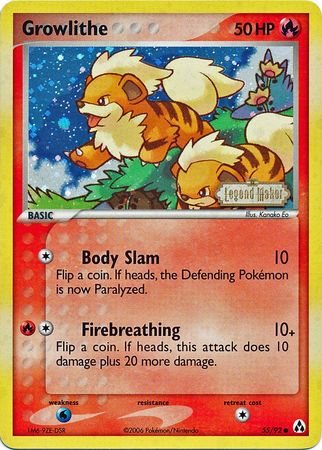 Growlithe (55/92) (Stamped) [EX: Legend Maker] | Card Merchant Takapuna