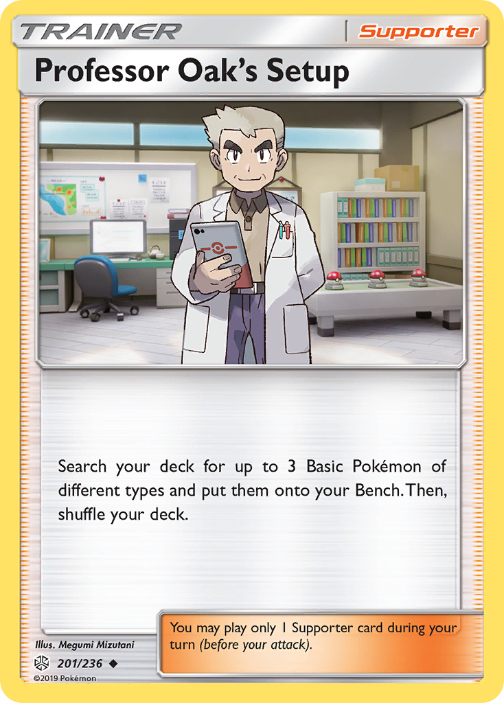 Professor Oak's Setup (201/236) [Sun & Moon: Cosmic Eclipse] | Card Merchant Takapuna