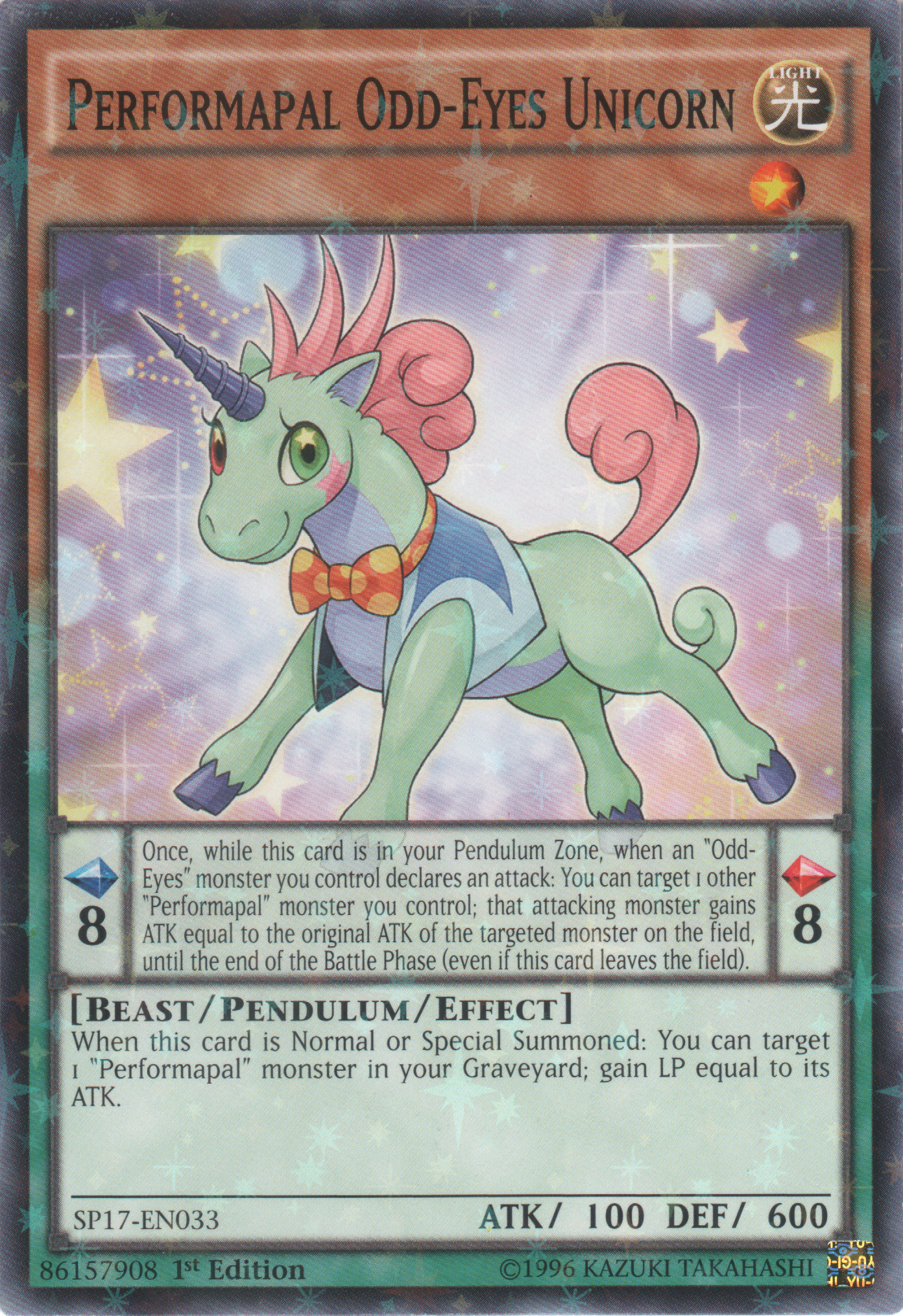 Performapal Odd-Eyes Unicorn [SP17-EN033] Starfoil Rare | Card Merchant Takapuna