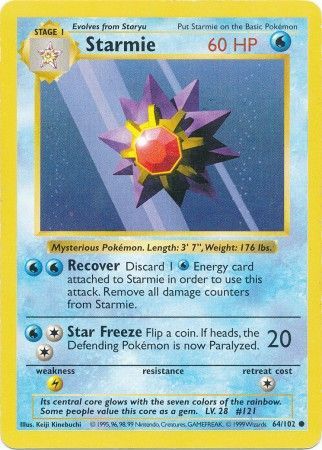 Starmie (64/102) [Base Set Shadowless Unlimited] | Card Merchant Takapuna