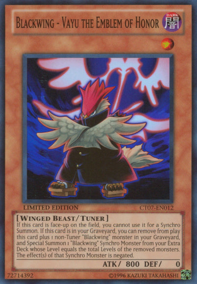 Blackwing - Vayu the Emblem of Honor [CT07-EN012] Super Rare | Card Merchant Takapuna