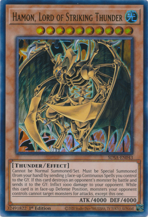 Hamon, Lord of Striking Thunder [SDSA-EN043] Ultra Rare | Card Merchant Takapuna